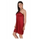 Women's Satin Short Nighty with Sleeve Less(Color: Maroon, Neck Type: Halter Neck)