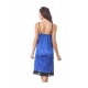 Women's Satin Short Nighty with Sleeve Less(Color: Black and Royal Blue, Neck Type: V Neck)