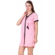 Women's Satin Short Wrap Gown with Half Sleeve(Color: Baby Pink and Black, Neck Type: V Neck)