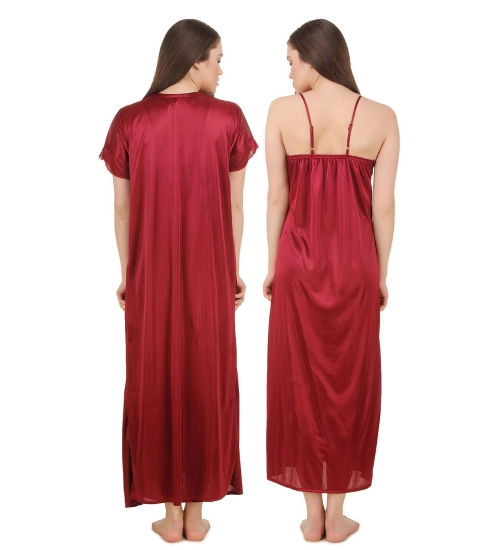 Women's Satin 2 PCs Set of Nighty And Wrap Gown with Half Sleeve(Color: Black, Neck Type: V Neck) Women's Satin 2 PCs Set of Nighty And Wrap Gown with Half Sleeve(Color: Black, Neck Type: V Neck)