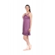 Women's Satin Short Nighty with Sleeve Less(Color: Purple, Neck Type: V Neck)