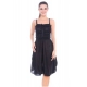 Women's Satin Short Nighty with Sleeve Less(Color: Black, Neck Type: Square Neck)