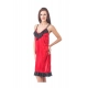 Women's Satin Short Nighty with Sleeve Less(Color: Maroon and Black, Neck Type: V Neck)