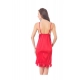 Women's Satin Short Nighty with Sleeve Less(Color: Red, Neck Type: V Neck)
