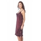 Women's Satin Short Nighty with Sleeve Less(Color: Chocolate Brown, Neck Type: V Neck)