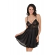 Women's Satin Babydoll Slip Sleeve Less(Color: Black, Neck Type: V Neck)