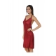 Women's Satin Short Nighty with Sleeve Less(Color: Maroon, Neck Type: Halter Neck)