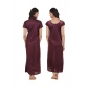 Women's Satin 2 PCs Set Of Nighty And Wrap Gown with Half Sleeve(Color: Choclate Brown, Neck Type: U Neck)