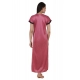 Women's Satin Long Nighty Mega Sleeve(Color: Strawberry Milk, Neck Type: V Neck)