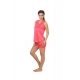 Women's Satin Top And Shorts Set with Sleeve Less(Color: Pink, Neck Type: V Neck)