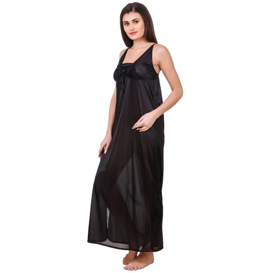 Women's Satin 2 PCs Set of Nighty And Wrap Gown with Half Sleeve(Color: Black, Neck Type: V Neck) Women's Satin 2 PCs Set of Nighty And Wrap Gown with Half Sleeve(Color: Black, Neck Type: V Neck)