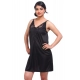 Women's Satin 2 PCs Set Of Nighty And Wrap Gown with Half Sleeve Nightdress(Color: Black, Neck Type: V Neck)