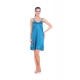 Women's Satin Short Nighty with Sleeve Less(Color: Turquoise, Neck Type: U Neck)