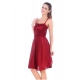 Women's Satin Short Nighty with Sleeve Less(Color: Maroon, Neck Type: Square Neck)