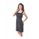 Women's Satin Short Nighty with Sleeve Less(Color: Black, Neck Type: Square Neck)