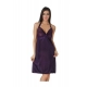 Women's Satin Short Nighty with Sleeve Less(Color: Purple, Neck Type: Halter Neck)