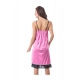 Women's Satin Short Nighty with Sleeve Less(Color: Black and Pink, Neck Type: V Neck)