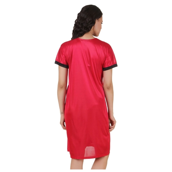 Women's Satin Short Wrap Gown with Half Sleeve(Color: Wine and Black, Neck Type: V Neck) Women's Satin Short Wrap Gown with Half Sleeve(Color: Wine and Black, Neck Type: V Neck)
