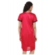 Women's Satin Short Wrap Gown with Half Sleeve(Color: Wine and Black, Neck Type: V Neck)