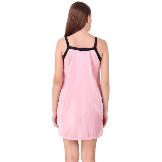 Women's Satin Short Nighty with Half Sleeve(Color: Baby Pink and Black, Neck Type: V Neck) Women's Satin Short Nighty with Half Sleeve(Color: Baby Pink and Black, Neck Type: V Neck)