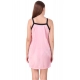 Women's Satin Short Nighty with Half Sleeve(Color: Baby Pink and Black, Neck Type: V Neck)