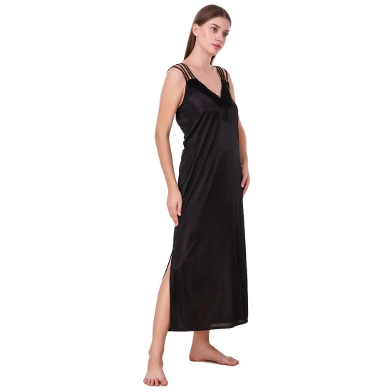 Women's Satin 2 PCs Set of Nighty And Wrap Gown with Half Sleeve(Color: Black, Neck Type: V Neck) Women's Satin 2 PCs Set of Nighty And Wrap Gown with Half Sleeve(Color: Black, Neck Type: V Neck)