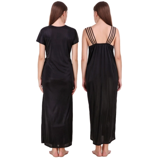 Women's Satin 2 PCs Set of Nighty And Wrap Gown with Half Sleeve(Color: Black, Neck Type: V Neck) Women's Satin 2 PCs Set of Nighty And Wrap Gown with Half Sleeve(Color: Black, Neck Type: V Neck)