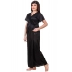 Women's Satin 2 PCs Set of Nighty And Wrap Gown with Half Sleeve(Color: Black, Neck Type: V Neck)