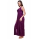 Women's Satin 2 PCs Set of Nighty And Wrap Gown with Half Sleeve(Color: Purple, Neck Type: V Neck)