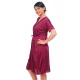 Women's Satin 2 PCs Set Of Nighty And Wrap Gown with Half Sleeve Nightdress(Color: Wine, Neck Type: V Neck)