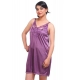 Women's Satin 2 PCs Set Of Nighty And Wrap Gown with Half Sleeve Nightdress(Color: Purple, Neck Type: V Neck)