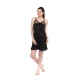 Women's Satin Short Nighty with Sleeve Less(Color: Black, Neck Type: V Neck)