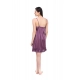 Women's Satin Short Nighty with Sleeve Less(Color: Purple, Neck Type: V Neck)