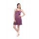 Women's Satin Short Nighty with Sleeve Less(Color: Purple, Neck Type: V Neck)