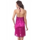 Women's Satin Short Nighty with Sleeve Less(Color: Wine, Neck Type: Halter Neck)