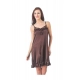 Women's Satin Short Nighty with Sleeve Less(Color: Choclate Brown, Neck Type: V Neck)
