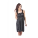 Women's Satin Short Nighty with Sleeve Less(Color: Black, Neck Type: Square Neck)