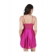 Women's Satin Babydoll Slip Sleeve Less(Color: Wine, Neck Type: V Neck)