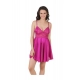 Women's Satin Babydoll Slip Sleeve Less(Color: Wine, Neck Type: V Neck)