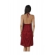 Women's Satin Short Nighty with Sleeve Less(Color: Maroon, Neck Type: Halter Neck)