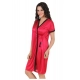 Women's Satin Short Wrap Gown with Half Sleeve(Color: Wine and Black, Neck Type: V Neck)