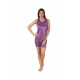 Women's Satin Top And Shorts Set with Sleeve Less(Color: Purple, Neck Type: V Neck)