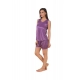 Women's Satin Top And Shorts Set with Sleeve Less(Color: Purple, Neck Type: V Neck)
