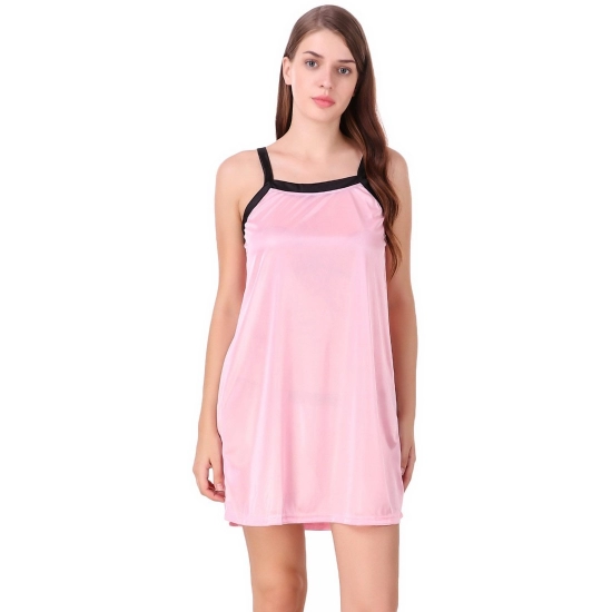 Women's Satin Short Nighty with Half Sleeve(Color: Baby Pink and Black, Neck Type: V Neck) Women's Satin Short Nighty with Half Sleeve(Color: Baby Pink and Black, Neck Type: V Neck)