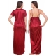 Women's Satin 2 PCs Set of Nighty And Wrap Gown with Half Sleeve(Color: Maroon, Neck Type: V Neck)