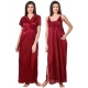 Women's Satin 2 PCs Set of Nighty And Wrap Gown with Half Sleeve(Color: Maroon, Neck Type: V Neck)