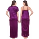 Women's Satin 2 PCs Set of Nighty And Wrap Gown with Half Sleeve(Color: Purple, Neck Type: V Neck)