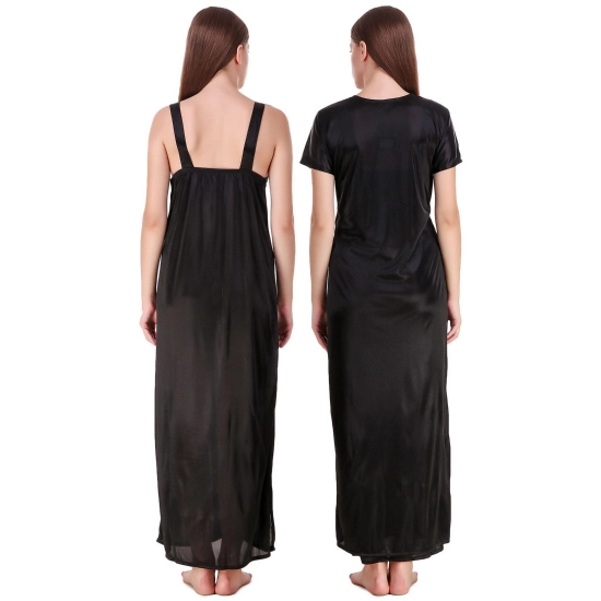 Women's Satin 2 PCs Set of Nighty And Wrap Gown with Half Sleeve(Color: Maroon, Neck Type: V Neck)