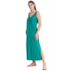 Women's Satin 2 PCs Set of Nighty And Wrap Gown with Half Sleeve(Color: Sea Green, Neck Type: V Neck)