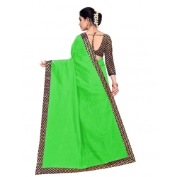Generic Women's Chanderi Cotton Lace Border Saree With Blouse (Green, 5-6 Mtrs)